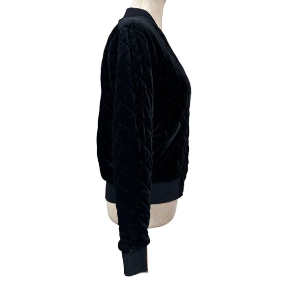 Lauren by Ralph Lauren Black Quilted Velvet Bomber Jacket Size XS - Picture 2 of 9